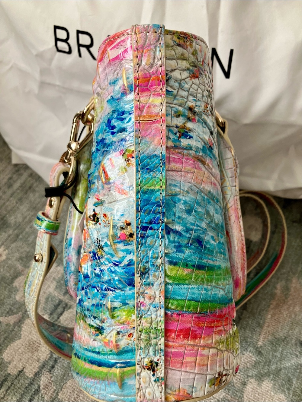Brahmin Multicolor Croc-Embossed Leather Tote - Picture 9 of 11